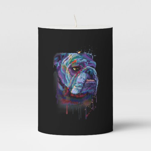 English Colorful Bulldog Gift A English Bulldog Pillar Candle