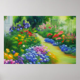 English Cottage Flower Garden Poster
