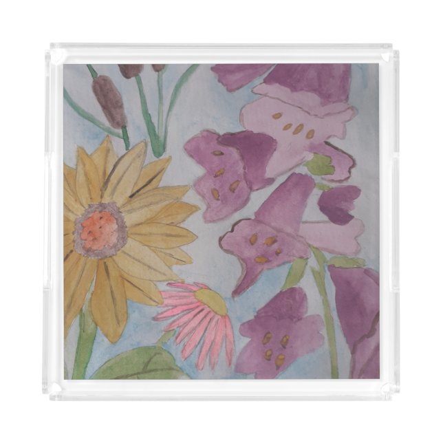 English Cottage Garden Acrylic Serving Tray (Front)