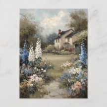 English Cottage Garden Postcard