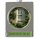 English Cottage I Charming Silver Plated Banner Ornament