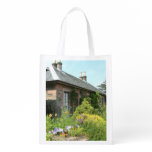 English Cottage II with Flower Garden Photography Grocery Bag