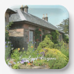English Cottage II with Flower Garden Photography Paper Plates
