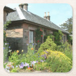 English Cottage II with Flower Garden Photography Square Paper Coaster