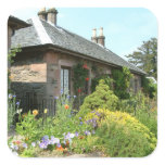 English Cottage II with Flower Garden Photography Square Sticker