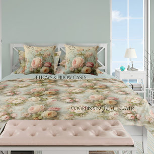 English Country Floral Blue n Pink Vintage Paris Duvet Cover