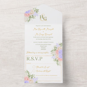 English Country Garden All In One Wedding Invite
