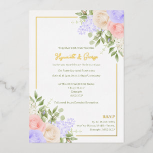 English Country Garden Foil Wedding Invitation