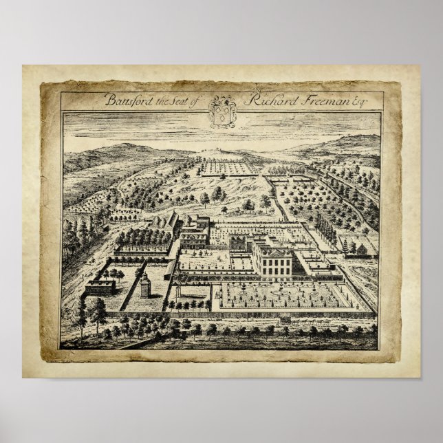 English Country House Architecture Drawing Print 8 (Front)