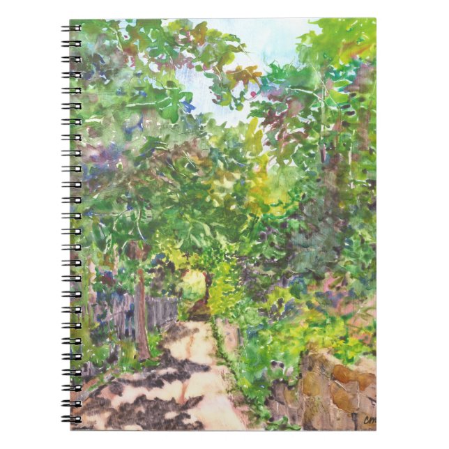 English Country Lane Watercolor Spiral Notebook (Front)