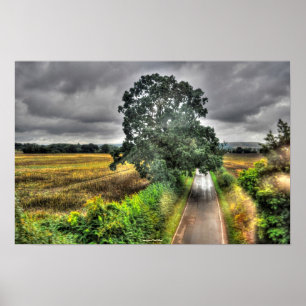 English Country Road Landscape HDR Photo Print