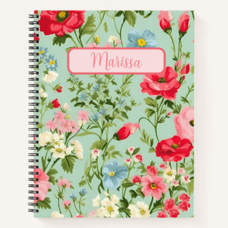 English Country Wildflower Personalized Notebook