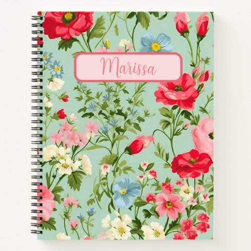 English Country Wildflower Personalized Notebook