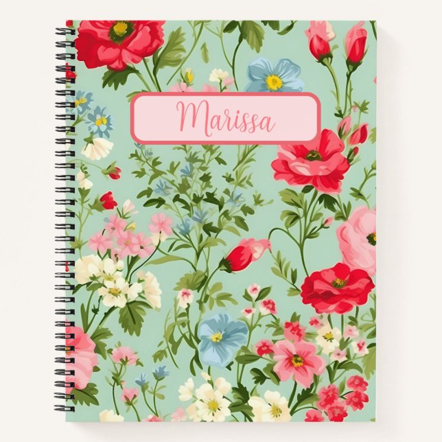 English Country Wildflower Personalized Notebook (Front)