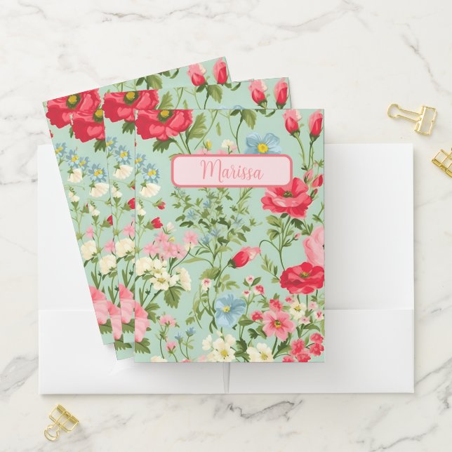English Country Wildflower Personalized Pocket Folder (In Situ)