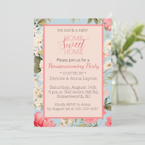 English Countryside Floral Housewarming Party Invitation