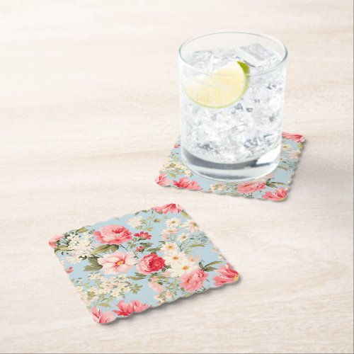 English Countryside Flower Garden Paper Coaster