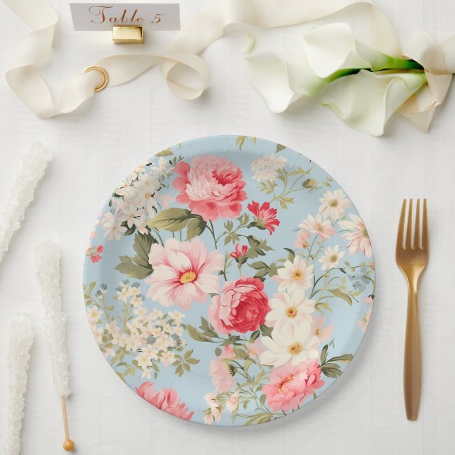 English Countryside Flower Garden Paper Plates (Wedding)