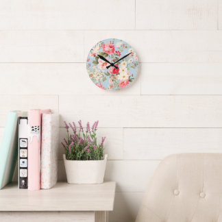 English Countryside Flower Garden  Round Clock