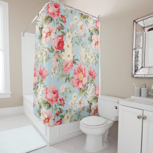 English Countryside Flower Garden  Shower Curtain (In Situ)