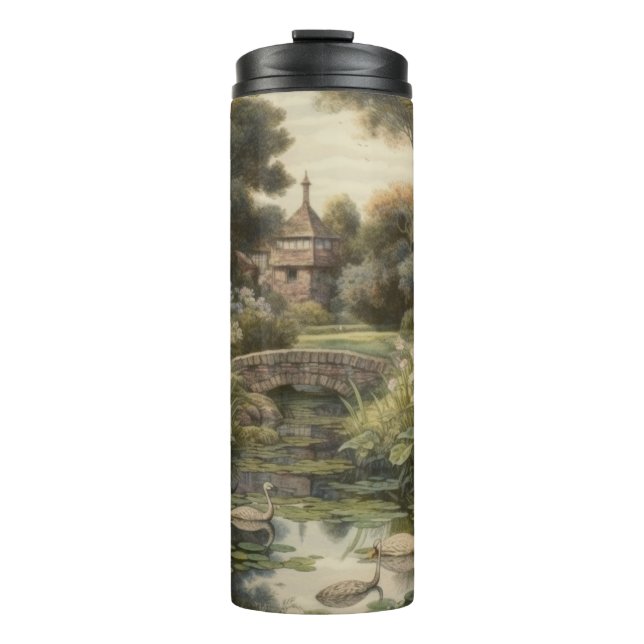 English Countryside Serene Lakeside Fine Art Thermal Tumbler (Front)