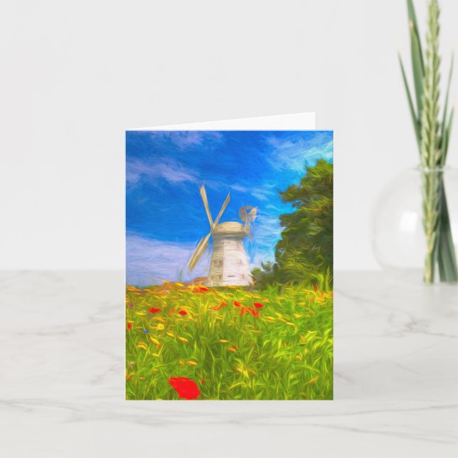 English Countryside Windmill Art  Card (Front)