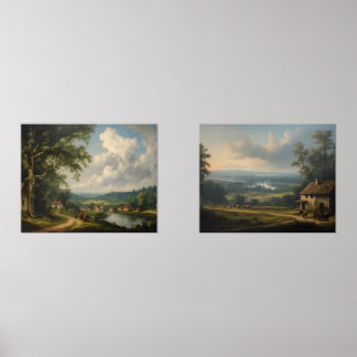 English Countryside with Figures - Print Set 