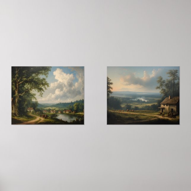 English Countryside with Figures - Print Set  (Front)