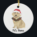 English Cream Dachshund Santa Christmas Ceramic Ornament<br><div class="desc">Make the nice list this year with a personalized ornament of your favorite little english cream dachshund elf! For the sweetest gifts,  pair it with a matching art print or another item from my collection!</div>