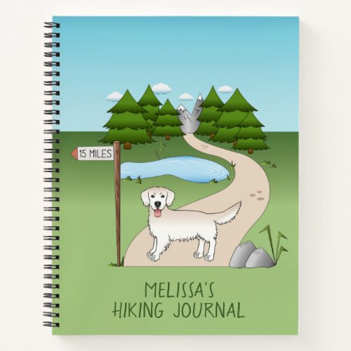 English Cream Golden Retriever By A Hiking Trail Notebook