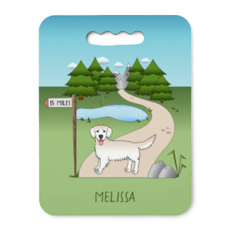 English Cream Golden Retriever By A Hiking Trail Seat Cushion