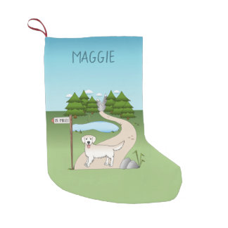 English Cream Golden Retriever By A Hiking Trail Small Christmas Stocking