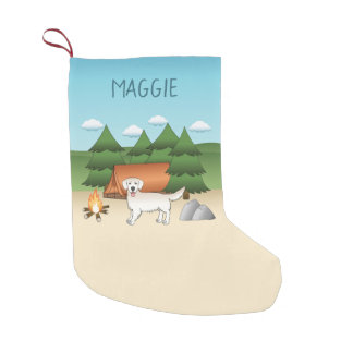 English Cream Golden Retriever Camping In A Forest Small Christmas Stocking