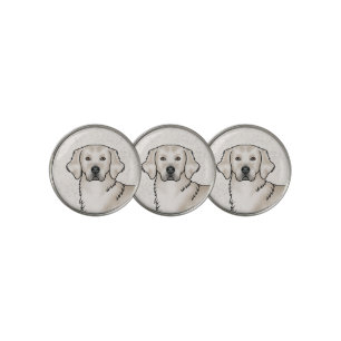 English Cream Golden Retriever Cartoon Dog Head Golf Ball Marker