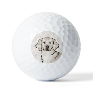 English Cream Golden Retriever Cartoon Dog Head Golf Balls