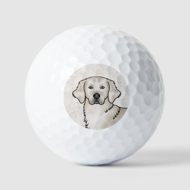 English Cream Golden Retriever Cartoon Dog Head Golf Balls (Front)