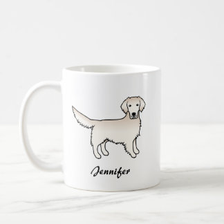 English Cream Golden Retriever Cartoon Dog &amp; Name Coffee Mug