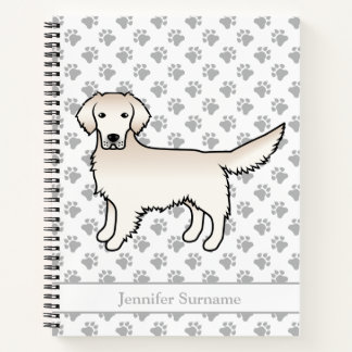 English Cream Golden Retriever Cartoon Dog &amp; Name Notebook
