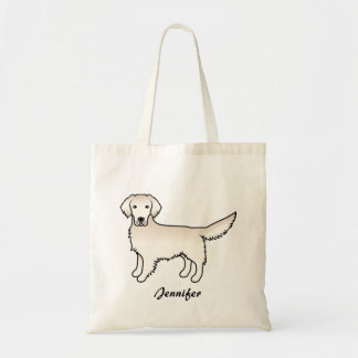 English Cream Golden Retriever Cartoon Dog &amp; Name Tote Bag