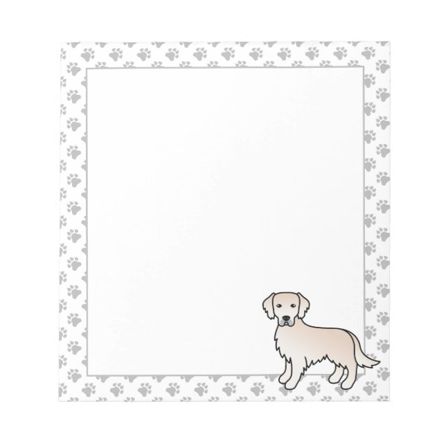 English Cream Golden Retriever Cartoon Dog Notepad (Front)