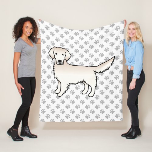 English Cream Golden Retriever Cartoon Dog  Paws Fleece Blanket