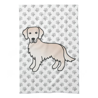 English Cream Golden Retriever Cartoon Dog &amp; Paws Kitchen Towel