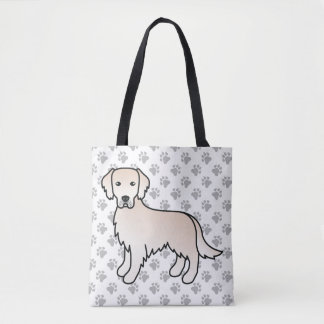 English Cream Golden Retriever Cartoon Dog &amp; Paws Tote Bag
