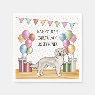 English Cream Golden Retriever Colorful Birthday Napkins