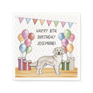 English Cream Golden Retriever Colorful Birthday Napkins