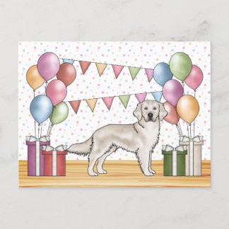 English Cream Golden Retriever Colorful Birthday Postcard