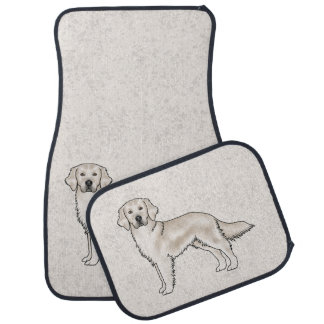 English Cream Golden Retriever Cute Cartoon Dog Car Floor Mat