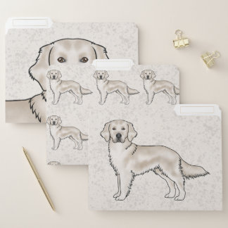 English Cream Golden Retriever Cute Cartoon Dog File Folder