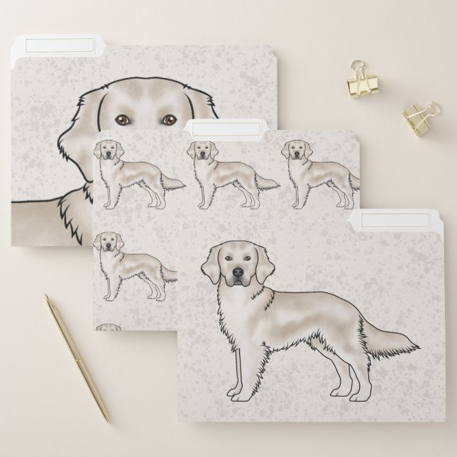 English Cream Golden Retriever Cute Cartoon Dog File Folder (Set)