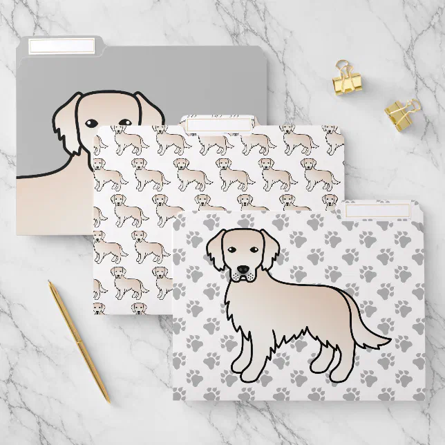 English Cream Golden Retriever Cute Cartoon Dog File Folder | Zazzle